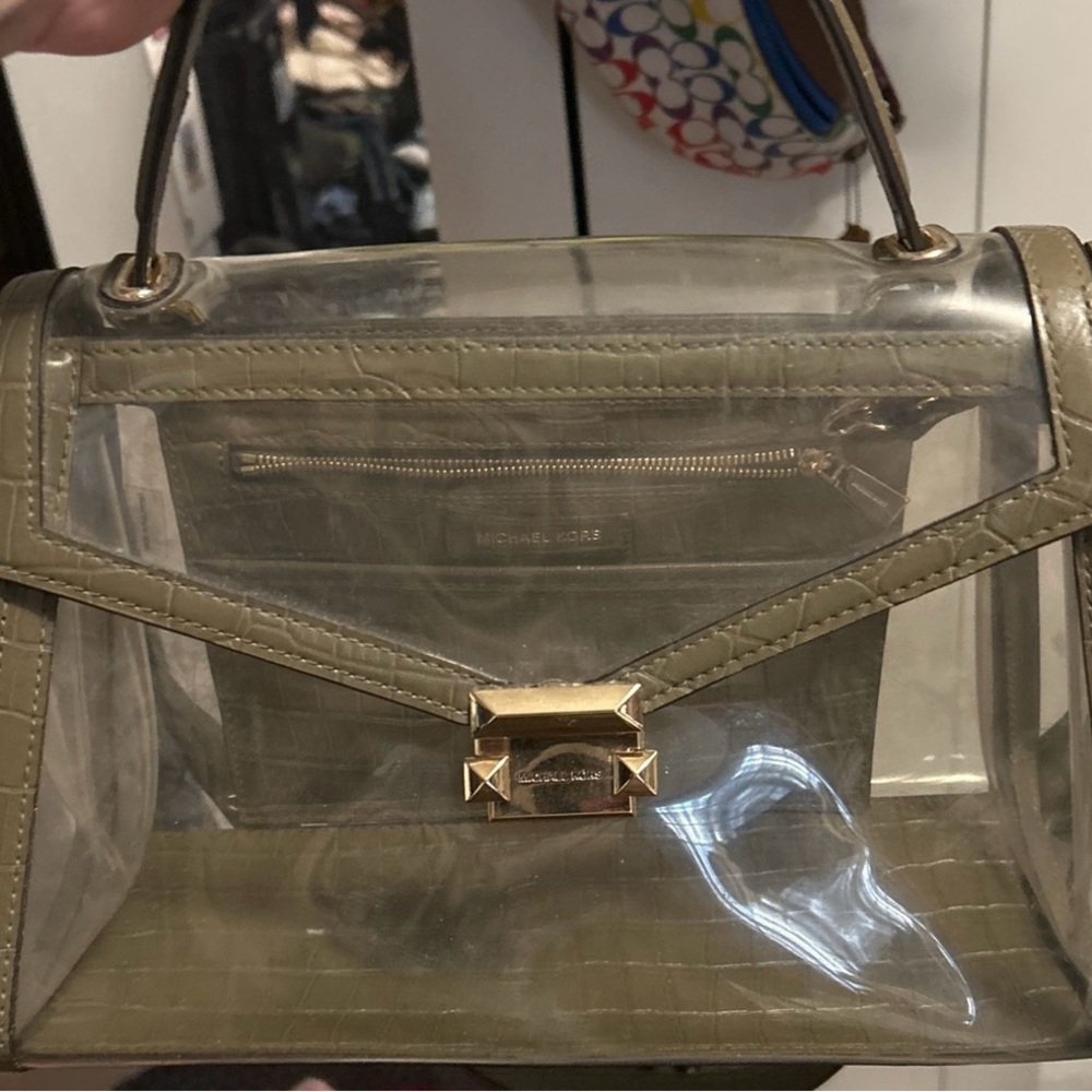 Michael Kors Olive and Clear Satchel